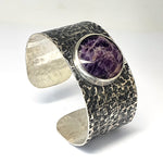 Silver cuff with chevron amethyst