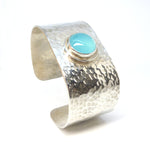 Silver cuff with blue chalcedony