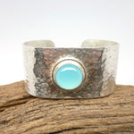 Silver cuff with blue chalcedony