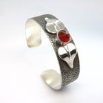 Silver cuff with carnelian